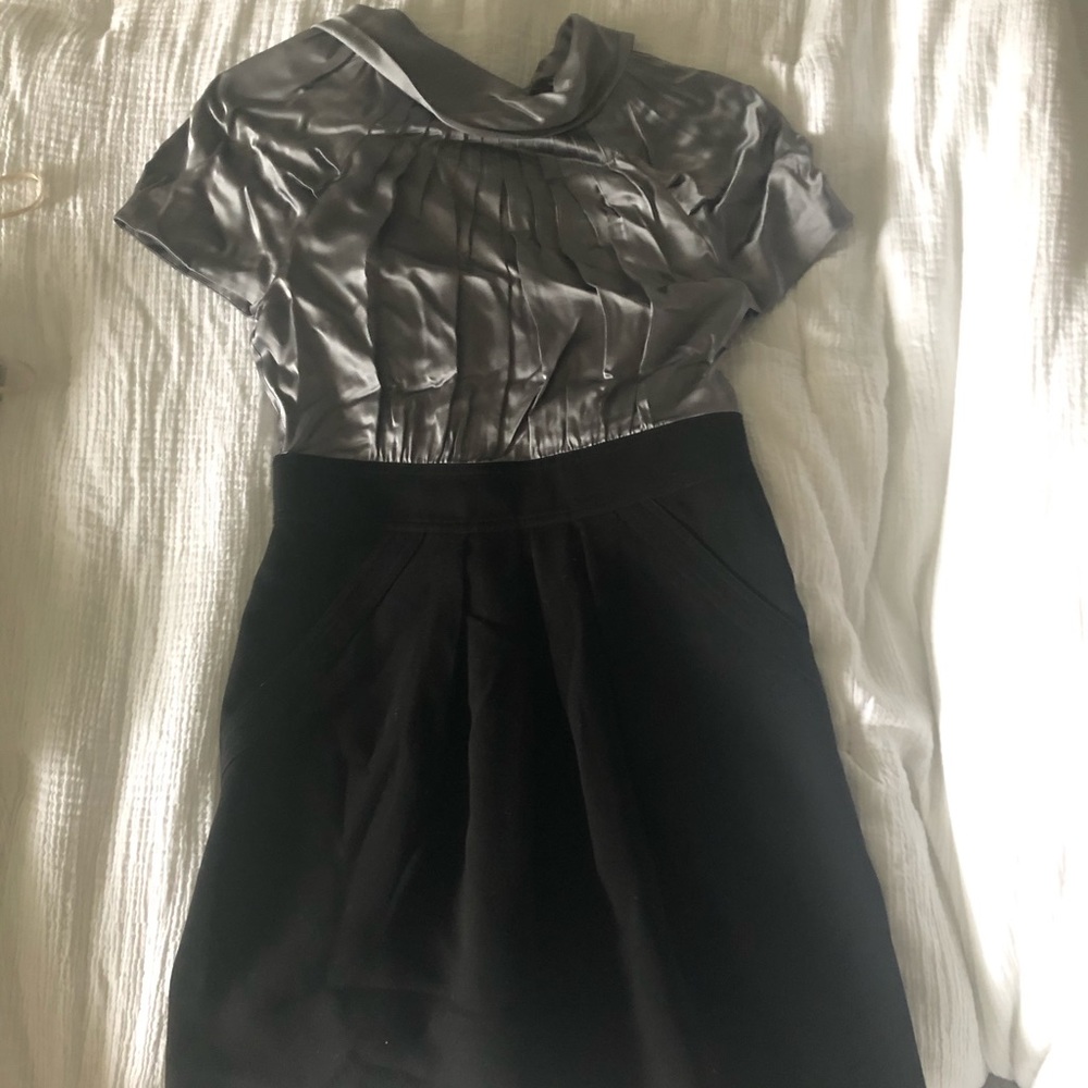 Graphite gray satin top/black bottom
